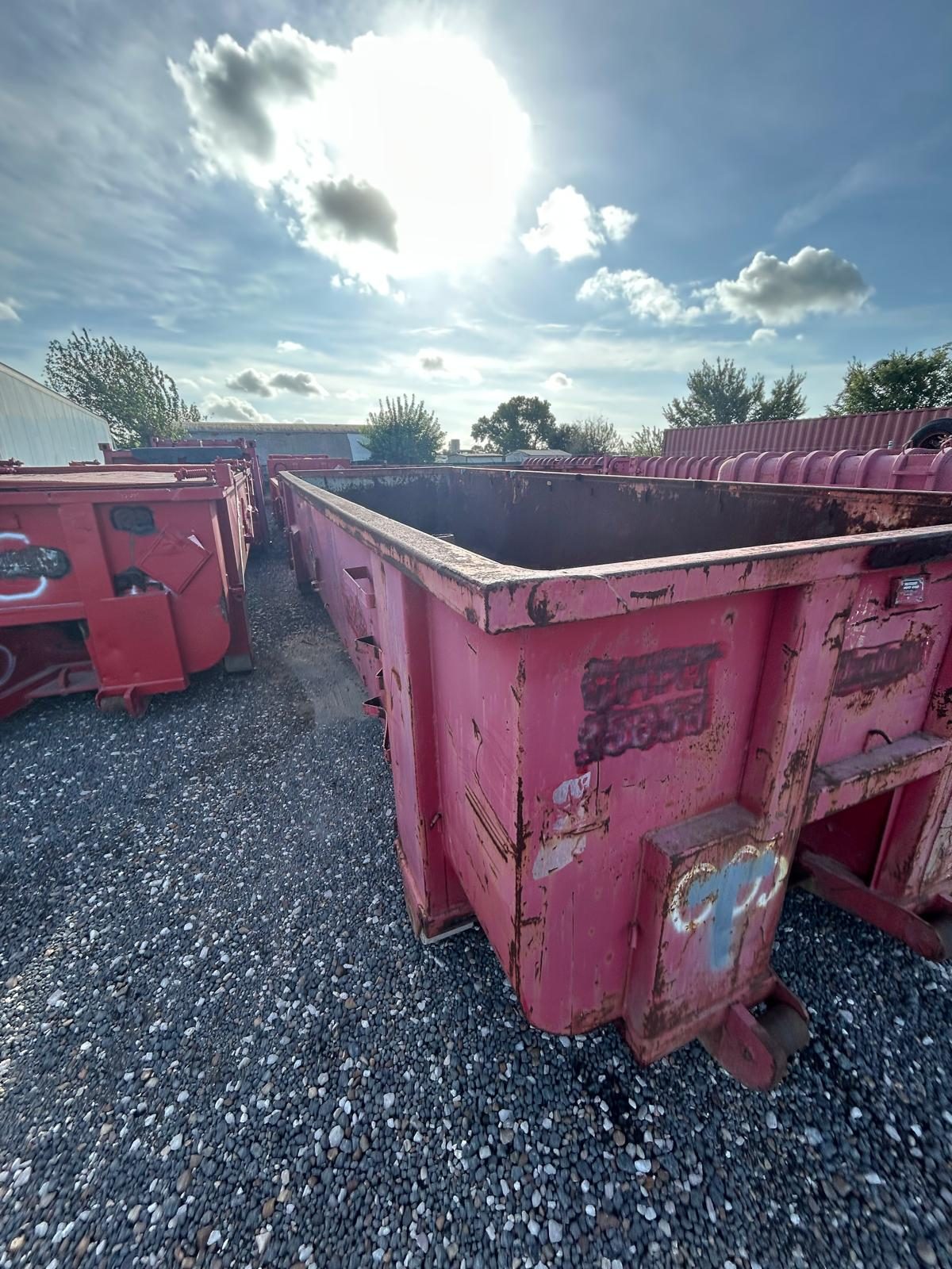 Used open top roll-off, angled view